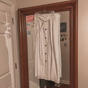 button front belts striped skirt